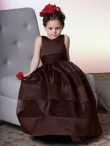 Discount Perfect Brown column scoop-neck floor-length Flower Girl Dress L705