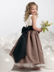 Discount Sweet Brown column scoop-neck floor-length Flower Girl Dress L209