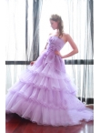 Discount Wholesale Beautiful Ball gown Strapless Chapel train Quinceanera Dresses Style NQD078
