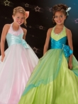 Discount Wholesale Amazing Ball gown Halter top neck Floor-length Green Flower Girl Dresses Style 4708S