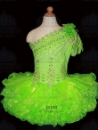 Discount Wholesale Beautiful Ball gown One shoulder Short Green Flower Girl Dresses Style D110