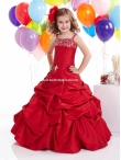 Discount Wholesale Brand Red new Ball gown Strap Floor-length Flower Girl Dresses Style 13301