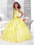 Discount Wholesale Brand Yellow new Ball gown Strap Floor-length Flower Girl Dresses Style 33422
