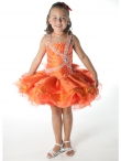 Discount Wholesale Cute Orange Ball gown Square Short Flower Girl Dresses Style UF1023