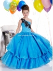 Discount Wholesale Exclusive Ball gown One-shoulder Floor-length Blue Flower Girl Dresses Style 13304