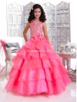 Discount Wholesale Gorgeous Ball gown Halter Floor-length Pink Flower Girl Dresses Style 33428