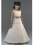 Discount Wholesale Inexpensive White A-Line Square Floor-length Flower Girl Dresses Style LM3427