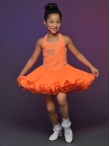 Discount Wholesale Lovely Orange Ball gown Halter top neck Short Flower Girl Dresses Style 522