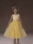 Discount Wholesale Lovely Yellow A-Line Scoop Tea-length Flower Girl Dresses Style 2957