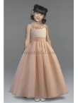 Discount Wholesale Low price A-Line Scoop Floor-length Brown Flower Girl Dresses Style LM3425