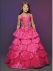 Discount Wholesale Luxurious Red Ball gown Strap Floor-length Flower Girl Dresses Style 537