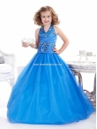 Discount Wholesale Perfect A-line Halter Floor-length Blue Flower Girl Dresses Style 13309