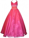 Discount Wholesale Perfect A-Line Halter top neck Floor-length Pink Flower Girl Dresses Style 3009