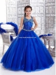 Discount Wholesale Perfect Ball gown Halter Floor-length Blue Flower Girl Dresses Style 33424