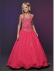 Discount Wholesale Perfect Red A-line Halter top neck Floor-length Flower Girl Dresses Style 528