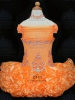 Discount Wholesale Pretty Orange Ball gown Off the shoulder Short Flower Girl Dresses Style D111