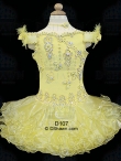 Discount Wholesale Pretty Yellow Ball gown Off the shoulder Short Flower Girl Dresses Style D107