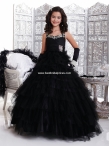 Discount Wholesale Remarkable Ball gown Halter Floor-length Black Flower Girl Dresses Style 33429