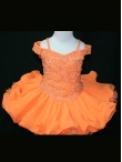Discount Wholesale Unique Orange Ball gown Off the shoulder Short Flower Girl Dresses Style 534