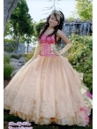 Discount Lovely Champagne Strapless Appliques Quinceanera Dress