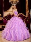 Discount Lavender Ball Gown Sweetheart Floor-length Organza Beading Quinceanera Dress