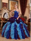 Discount Multi-color Ball Gown Strapless Appliques with Beading Quinceanera Dress