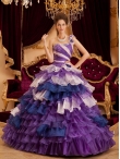 Discount Perfect A-line / Princess One Shoulder Floor-length Ruffles Quinceanera Dress
