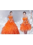 Discount Discount Orange Sweetheart Quinceanera Dress with Ruffles and Bowknot