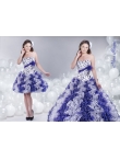 Discount Discount White and Purple Quinceanera Dress with Ruffles and Beading