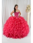 Discount Discount Customize Appliques and Ruffles Quinceanera Gowns in Coral Red QUML017