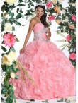 Discount On Sale Exquisite Appliques and Rolling Flowers Quinceanera Dress in Rose Pink DVIC016