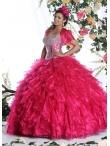 Discount Sweetheart Hot Pink Quinceanera Dress with Beading and Ruffles for On Sale DVIC006