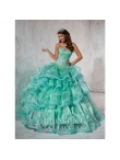 Discount On Sale Perfect Beading and Ruffles Quinceanera Dresses in Turquoise HOFW030