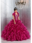 Discount On Sale Summer Ball Gown Halter Top Beaded Sweet 15 Dresses in Fuchsia DIVC007