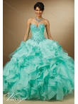 Discount Beautiful Aqua Blue Ball Gown Quinceanera Dresses with Appliques MERL016