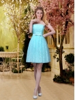Discount Discount and Elegant A Line Laced Dama Dresses with Belt in Aqua Blue BMT032D