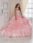 Discount Beautiful Beaded and Ruffled Layered Baby Pink Sweet Sixteen Dress with Brush Train
