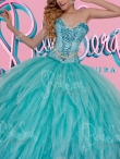 Discount Beautiful Puffy Skirt Aqua Blue Quinceanera Dress with Colorful Beading