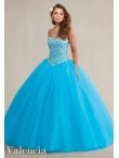 Discount Fashionable Beaded Bodice Baby Blue Sweet Fifteen Dress in Tulle
