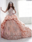 Discount Hot Sale Brush Train Peach Quinceanera Dress with Appliques and Bubbles