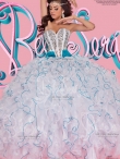Discount Inexpensive Organza Beaded and Ruffled White Quinceanera Dress