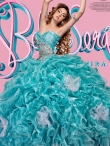 Discount Low Price Organza Beaded and Ruffled Quinceanera Dress in Aqua Blue