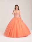 Discount Elegant Big Puffy Beaded Bodice Orange Quinceanera Dress