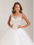 Discount Gorgeous Beaded Bodice Scoop White Quinceanera Dress with See Through