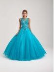 Discount Perfect Bateau Sequined Decorated Bodice Quinceanera Dress in Teal