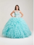 Discount Pretty See Through Aqua Blue Sweet 16 Quinceanera Dress with Beading and Ruffles