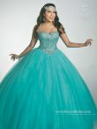 Discount Best Turquoise Sleeveless Tulle Lace Up Ball Gown Prom Dress for Military Ball and Sweet 16 and Quinceanera