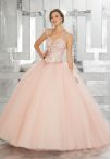 Discount Pink Tulle Lace Up 15th Birthday Dress Sleeveless Floor Length Appliques