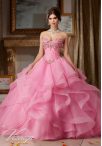 Discount Edgy Sleeveless Beading and Ruffles Lace Up 15th Birthday Dress with Rose Pink Brush Train
