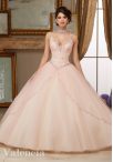 Discount Ideal Peach Ball Gowns Beading and Appliques Quinceanera Gown Lace Up Tulle Sleeveless